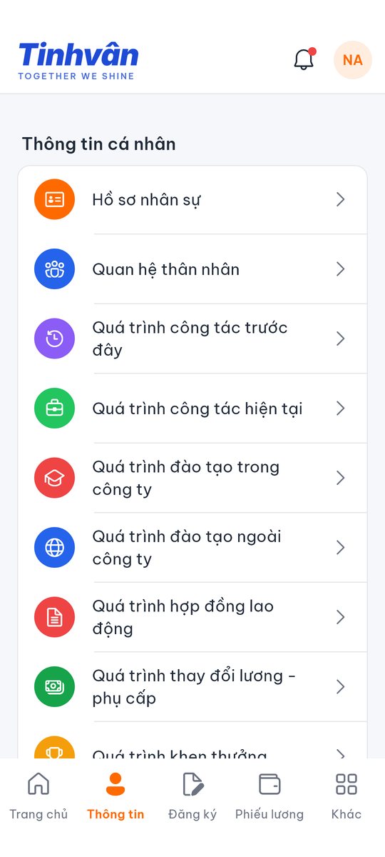 Màn hình hồ sơ nhân sự